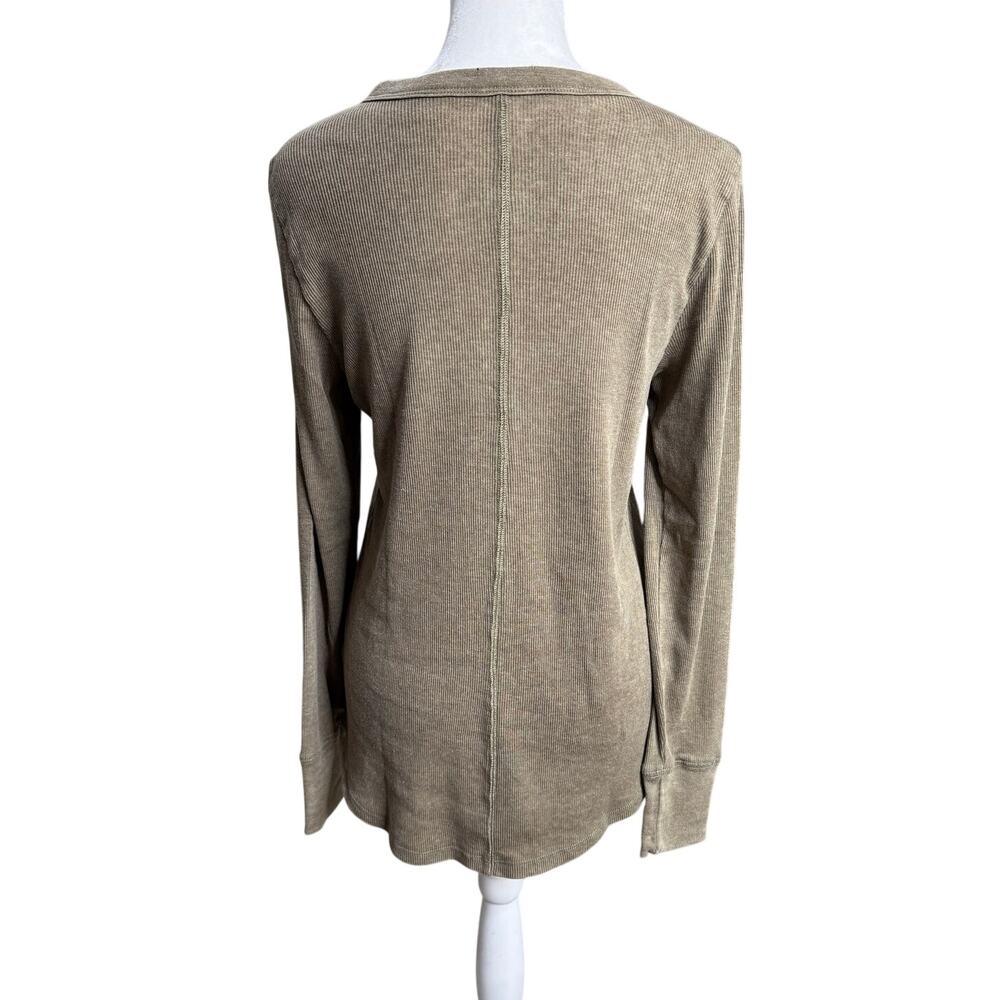 Aerie Brown Ribbed Henley Long Sleeve Layering Top Size Medium - Picture 3 of 9